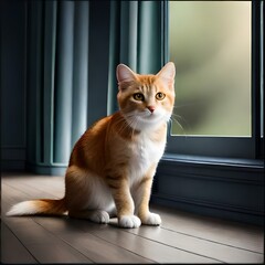 Cute cat looking from window