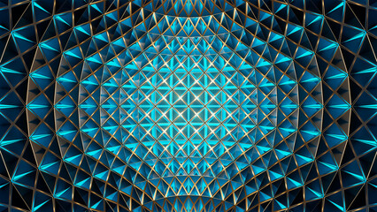 Fondo de pantalla de una vista interior de una cúpula de intercambio de energías siderales con cerámica azul de protagonista © JuanAntonio