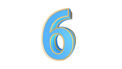 Blue  3d number 6