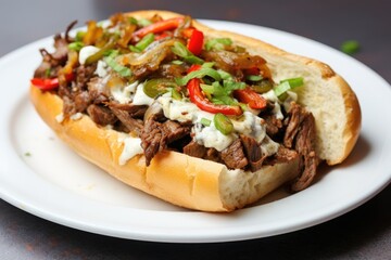 Delicious Philadelphia Cheesesteak. Generative AI
