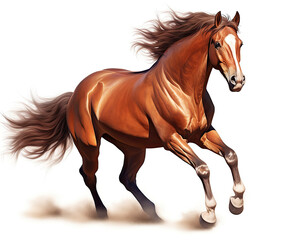 Brown horse running on transparent background (PNG)