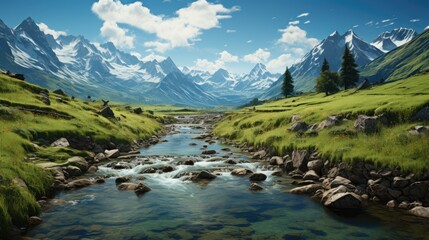 Beautiful scenery of mountain nature. Generative AI