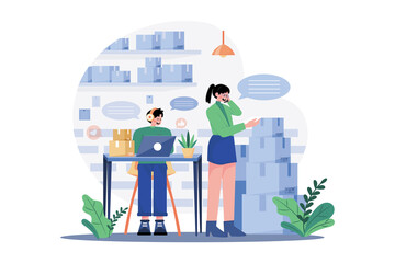 Naklejka premium Customer Services Desk of Logistic Business