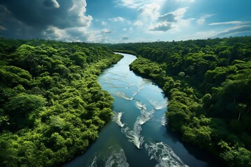 Fototapeta na wymiar Lush Greenery A Drone Photo of the Jungle. Generative AI