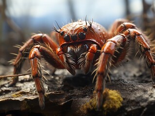 Fototapeta premium Close-up highly detailed MACRO shot of the spider generative ai