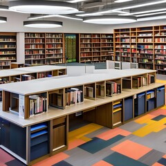 A modern library with flexible spaces that cater to various learning styles and information needs2 - obrazy, fototapety, plakaty