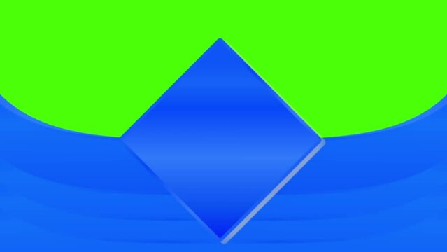 Blue square animating on green screen background