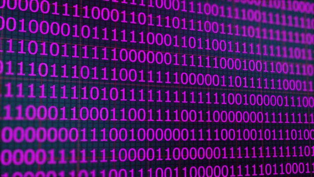 Background of an abstract binary software programming code animated video. Code fragments that are random. Concept of digital data technology. Illustration of a random binary data matrix . 3d render