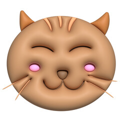 Cute and smiling cat face 3d