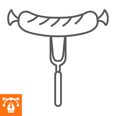 Sausage line icon, outline style icon for web site or mobile app, oktoberfest and food, bbq sausage vector icon, simple vector illustration, vector graphics with editable strokes.