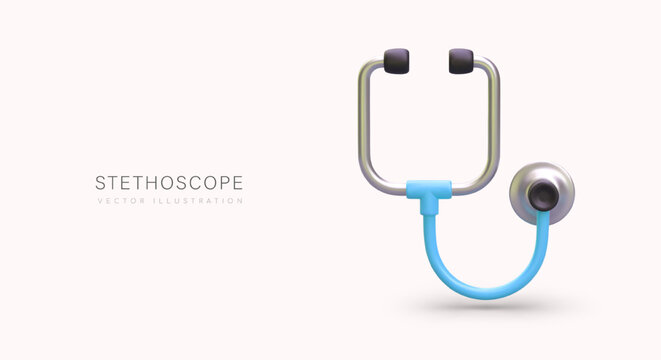 Realistic colored stethoscope. Mechanical tool of cardiologist, pulmonologist, therapist, pediatrician. Health control symbol. Concept for store of medical accessories. Advertising services
