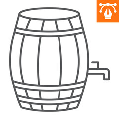 Beer barrel line icon, outline style icon for web site or mobile app, oktoberfest and alcohol, keg of beer vector icon, simple vector illustration, vector graphics with editable strokes.