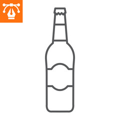 Bottled beer line icon, outline style icon for web site or mobile app, oktoberfest and alcohol, glass bottle vector icon, simple vector illustration, vector graphics with editable strokes.
