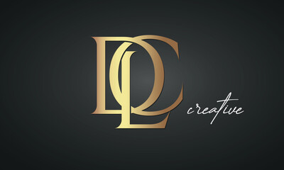 luxury letters DLC golden logo icon premium monogram, creative royal logo design