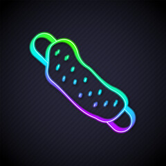 Glowing neon line Washcloth icon isolated on black background. Bath house sauna washcloth sign. Item for pleasure and relaxing. Vector