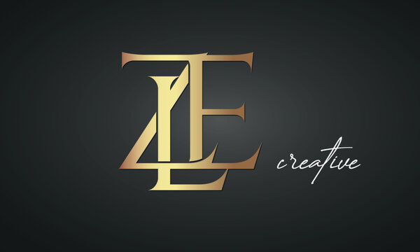 luxury letters ZLE golden logo icon premium monogram, creative royal logo design