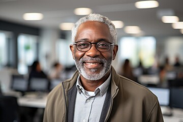 Obraz premium Successful American African business man looking confident and smiling. Generative AI