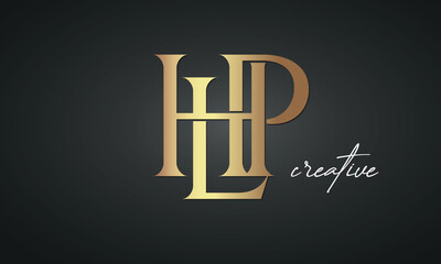 luxury letters HLP golden logo icon premium monogram, creative royal logo design