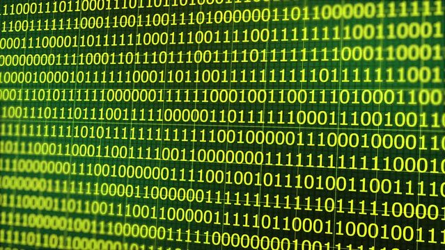 Mathematics Background animation video. Binary Numbers in Random Pattern with Random Highlights. Digital data code binary zeroes and ones bits animation. 3d render