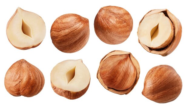 Hazelnut isolated on white background, collection