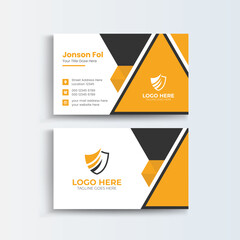 Security Service Business Card Design, Modern simple orange business card template, Security Guard, cctv camera, technology service,