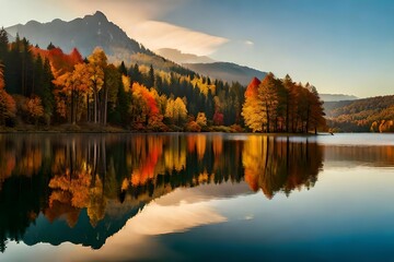 Fototapeta premium sunrise over the lake