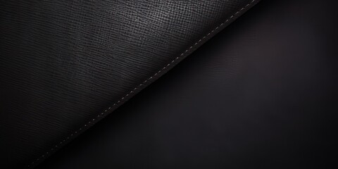A beautiful black background with a textured rough fabric or leather corner