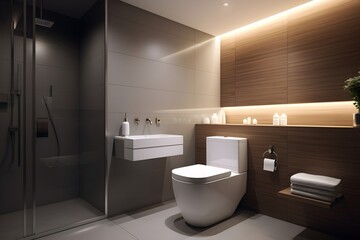 Fototapeta na wymiar Modern Minimalist Bathroom Interior