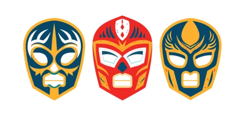 Rolgordijnen Schedel Lucha Libre Mask. National Mexican Sport. Wrestling. Vector.