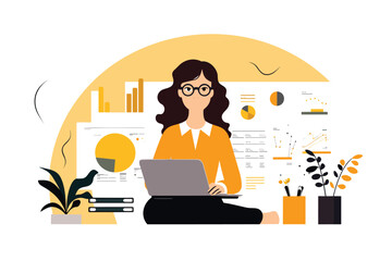 accounting woman vector flat minimalistic isolated illustration