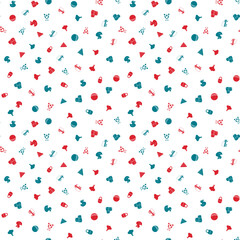 Seamless hand drawn doodle pattern with toys. Vector illustration for backgrounds, web design, design elements, textile prints, covers, greeting cards