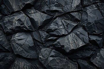 Abstract granite pattern on wet black stone, realistic coal, natural green energy. Generative Ai. - obrazy, fototapety, plakaty