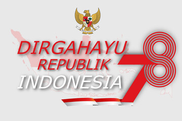 78th Happy Indonesia independence day, 17 Agustus 2023 Vector number logo design, with white background