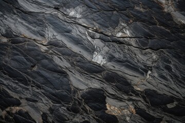 Abstract granite pattern on wet black stone, realistic coal, natural green energy. Generative Ai.