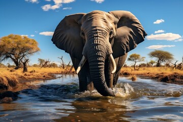 Fototapeta na wymiar Okavango Delta Wild Elephant. Generative AI