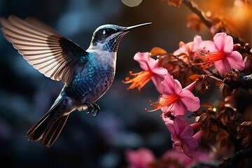 Hummingbird Tropic Wildlife of Chiapas, Mexico. Generative AI