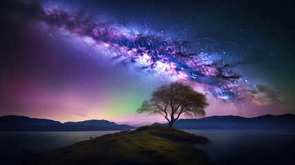 Obraz na płótnie Canvas Awe-inspiring Aurora Borealis: Realistic Starry Night