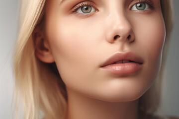 Obraz premium Young Blonde Woman's Mesmerizing Close-Up