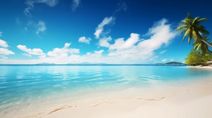 Obraz na płótnie Canvas Beautiful beach with white sand, blue sky and small waves