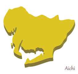 愛知県の立体的な地図、シンプルでスタイリッシュ