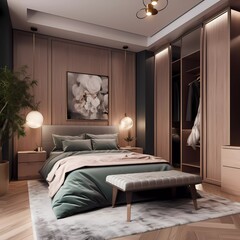 3D design of a cozy bedroom interior No 4