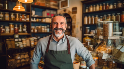 Smiling Shop Owner with a Welcoming Vibe