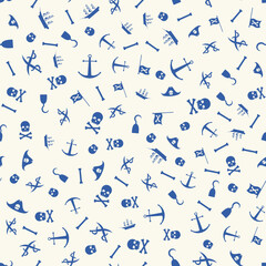 Pirates Themed Freehand Drawings Seamless Pattern Background