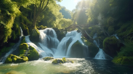 Fototapeta na wymiar Mystical Waterfall Scene