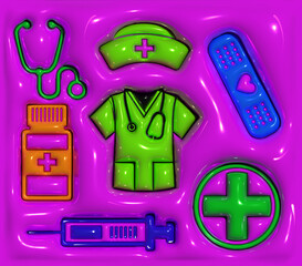 Inflated puffy 3d nurse 20oz tumbler wrap Sublimation PNG