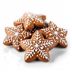 Gingerbread cookies isolated on transparent background 