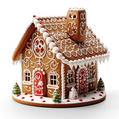 Gingerbread house isolated on white background 