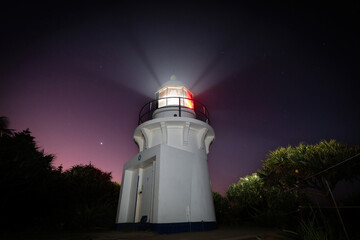 Fingal Head lighthouse at night