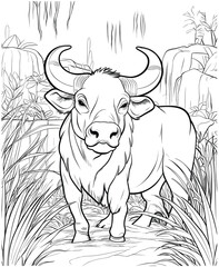 Wild Water Buffalo coloring page