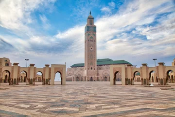 Papier Peint photo Maroc Casablanca, biggest city in Morocco. Hassan II Mosque, HDR photo.